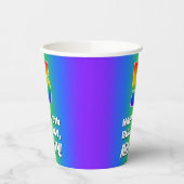 5e verjaardag: kleurrijk, vun regenboogpatroon # 5 papieren bekers (Links)