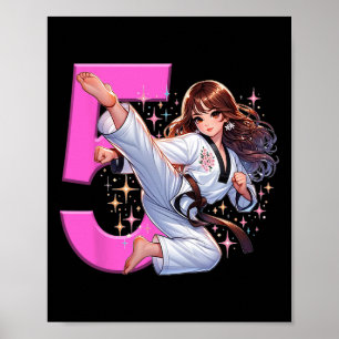 5e Verjaardag Meisje Martial Arts Party Taekwondo Poster