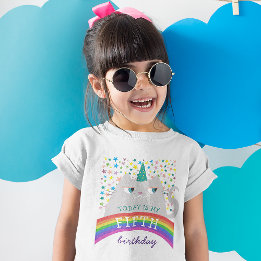 5e Verjaardag Meisje Regenboog Kat T-shirt