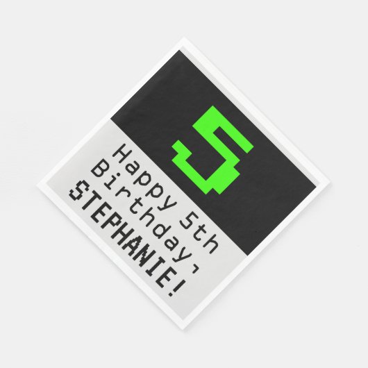 5e verjaardag - Nerdy / Geeky Style "5" en naam Servet (Hoek)