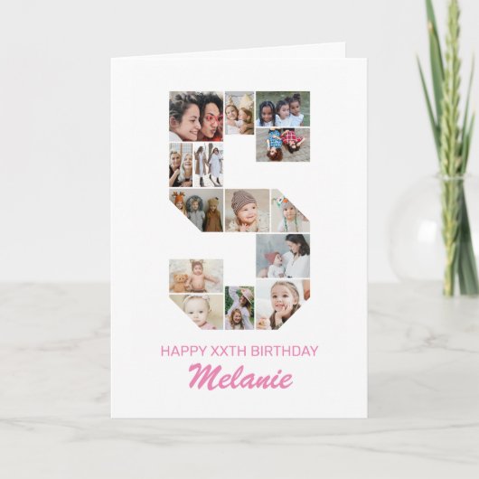 5e verjaardag nummer 5 fotocollage gepersonaliseer kaart (Voorkant)
