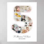 5e verjaardag nummer 5 fotocollage Kinder kinderka Poster (Voorkant)