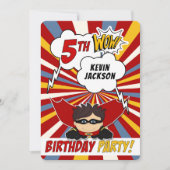 5e verjaardag Party Superhero Red Comic voor jonge Kaart (Voorkant)