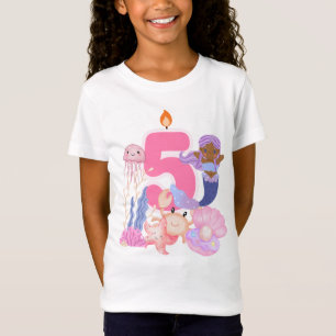 5e verjaardag Pastel Zeemeermin & Zeewezens T-shirt