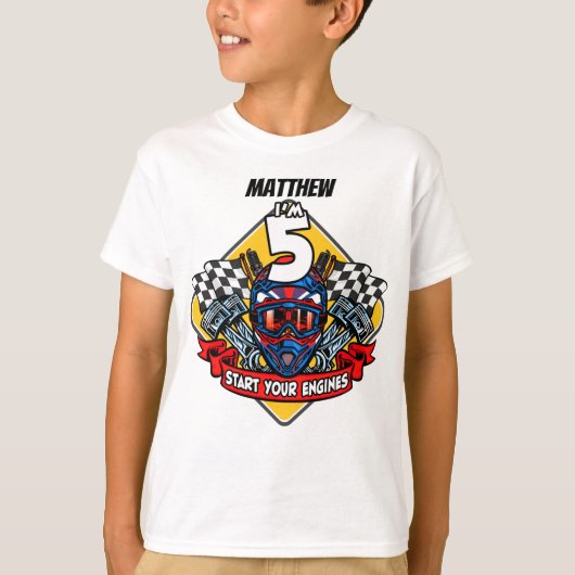 5e verjaardag race helm t-shirt (Voorkant)