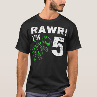 5e verjaardag rawr im 5 jaar oude dinosaurus t-shirt