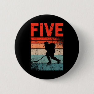 5e verjaardag retro ijshockey 5 jaar oud jongen me ronde button 5,7 cm