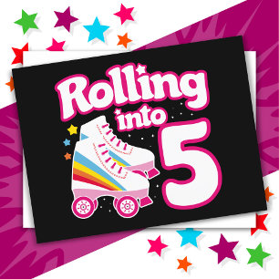 5e verjaardag Roller Skating 5 jaar oud Schaatsen Briefkaart
