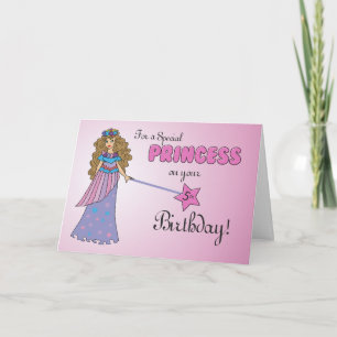 5e verjaardag Roze Prinses met Sparkly-Look Wand Kaart