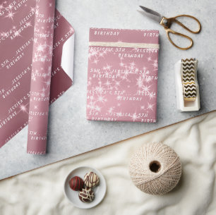 5e verjaardag schattig meisje roze eenvoudig moder cadeaupapier