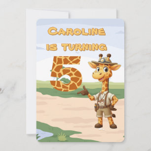 5e verjaardag Schattigee Explorer Giraffe op safar Kaart