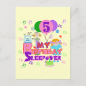 5e verjaardag Sleepover Tshirts en geschenken Briefkaart (Voorkant)