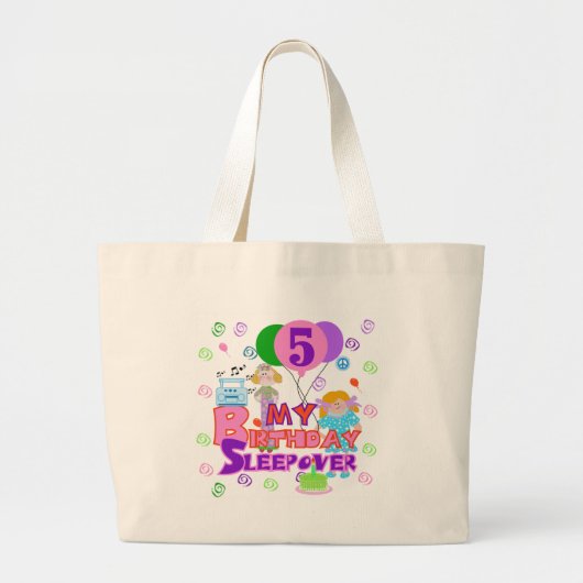 5e verjaardag Sleepover Tshirts en geschenken Grote Tote Bag (Voorkant)