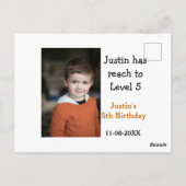 5e verjaardag spel op jongen foto naam moderne dat briefkaart (Achterkant)