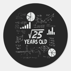 5e Verjaardag Square Root Wiskunde 5 jaar oude Bda Ronde Sticker
