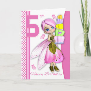 5e Verjaardag Tipsy Cake Fantasy Fairy Cutie Pie Kaart