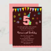 5e verjaardag van de uitnodiging van de kinderpart (Voorkant / Achterkant)