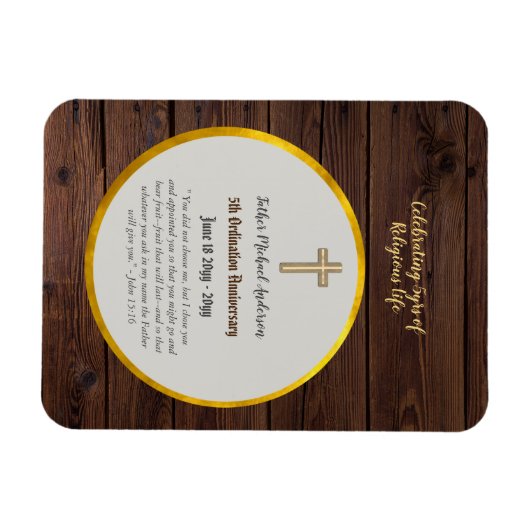 5e verjaardag van priesterwijding Priester Hout Go Magneet (Horizontaal)