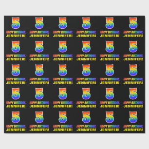 5e verjaardag: Vet, Vun, Eenvoudig, Regenboog 5 Cadeaupapier