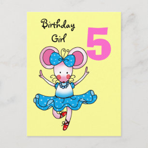 5e verjaardagscadeau voor een meisje, schattige ba briefkaart