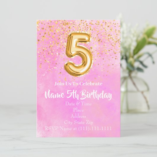 5e verjaardagsuitnodiging Sjabloon Kaart (Staand voorkant)