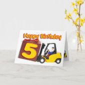 5ème carte d'anniversaire avec un chariot (Fleur jaune)