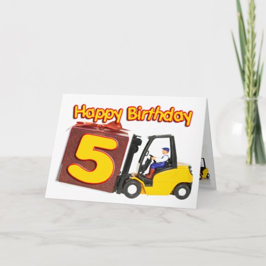 5ème carte d'anniversaire avec un chariot (Devant)