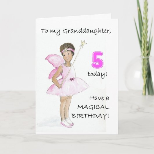 5ème Carte d'anniversaire pour une petite-fille (Devant)