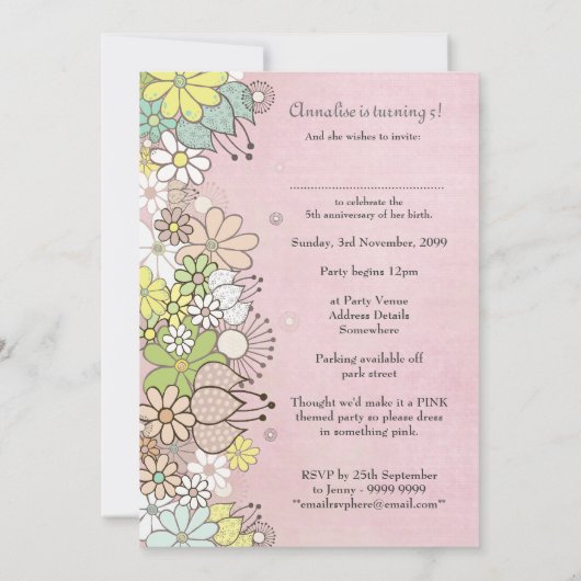 5ème invitation faite sur commande d'invitation de (Dos)