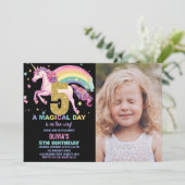 5ème Unicorn Invitations Anniversaire Black avec p (Debout devant)