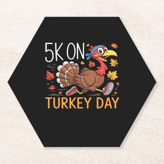 5K op Turkije Dag Thanksgiving Running Classic T-S Kartonnen Onderzetters (Voorkant)