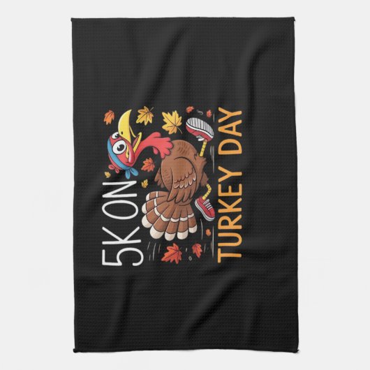 5K op Turkije Dag Thanksgiving Running Classic T-S Theedoek (Verticaal)