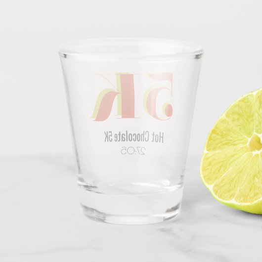 5k Race Running Viering Vet Geel Rood Tekst Shot Glas (Achterkant)