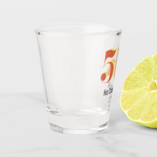 5k Race Running Viering Vet Geel Rood Tekst Shot Glas (Links)