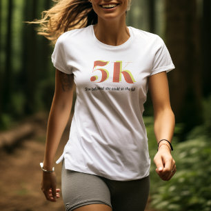 5k Race Running Viering Vet Geel Rood Tekst T-shirt