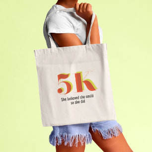 5k Race Running Viering Vet Geel Rood Tekst Tote Bag