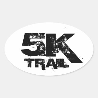 5K Trail Running Oval Decal Zwart op Wit Ovale Sticker