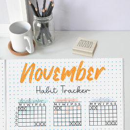 5mm Dot Grid Journal Habit Tracker Maand Kalender Rubberstempel