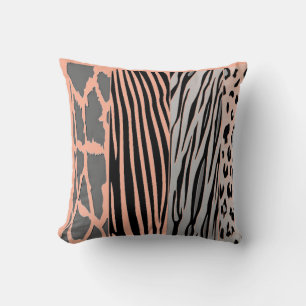 5Noir Et Pêcher Imprimé Coussin De Bande Zèbre