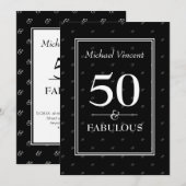 5O en Fabulous Black and White, moderne verjaardag Kaart (Voorkant / Achterkant)