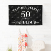 5O en Fabulous Black and White, moderne verjaardag Spandoek (Insitu)