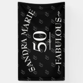 5O en Fabulous Black and White, moderne verjaardag Spandoek (Verticaal)