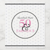 5O en Fabulous Black Pink and White Birthday Wijn Etiket (Enkel label)