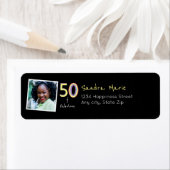 5O en Fabulous Black Yellow Rainbow Chic Birthday Etiket (Insitu)