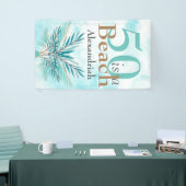 5O IS EEN STRAND Vijftigste Blauw Blauwgroen feest Spandoek (Beurs)