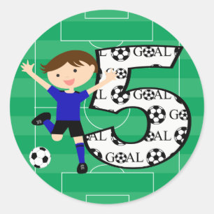 5th Birthday Blue en Black Soccer Goal Stickers