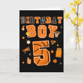 5th Birthday Boy 5 Yr Sketll Party Five Years Old Kaart (Gele Bloem)