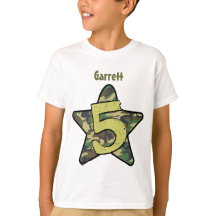 5th Birthday Boy Camo Douane Naam met STAR V01C