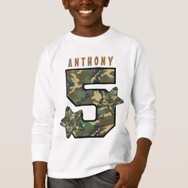 5th Birthday Boy Camo en Stars Custom Name V01E T-shirt