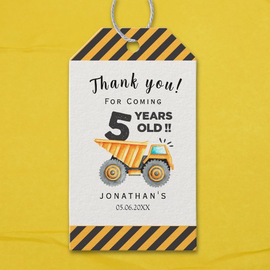 5th birthday boy construction theme cadeaulabel